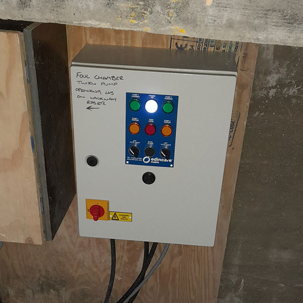 The control panel is located nearby. It will be hidden and protected by shuttering.
